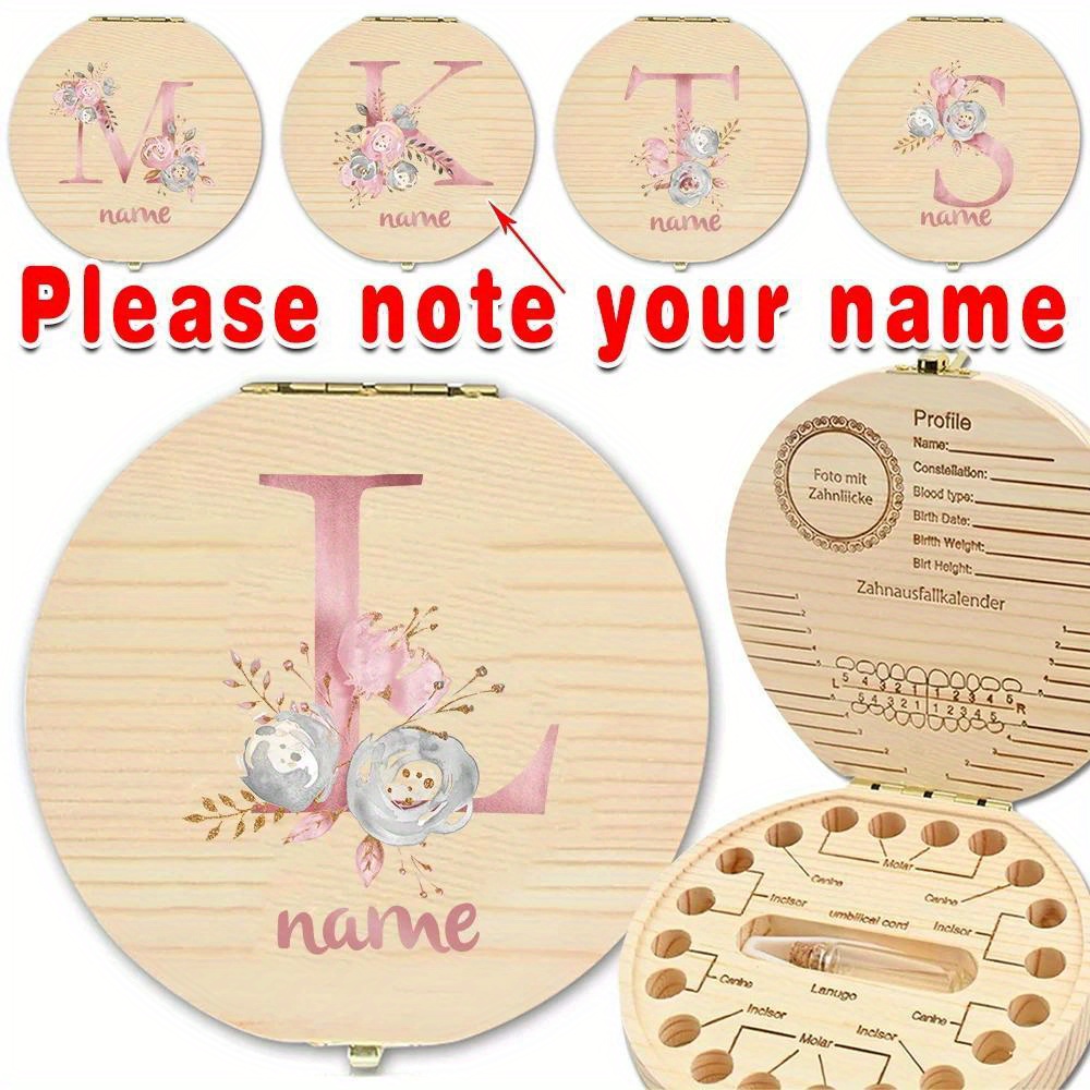 

Personalized Wooden Tooth & Cord Keepsake Box - Custom Name, Organizer For 20 Teeth, Diy Lettering, Stylish Women' Accessory, Personalized Gift For /christmas/thanksgiving Day