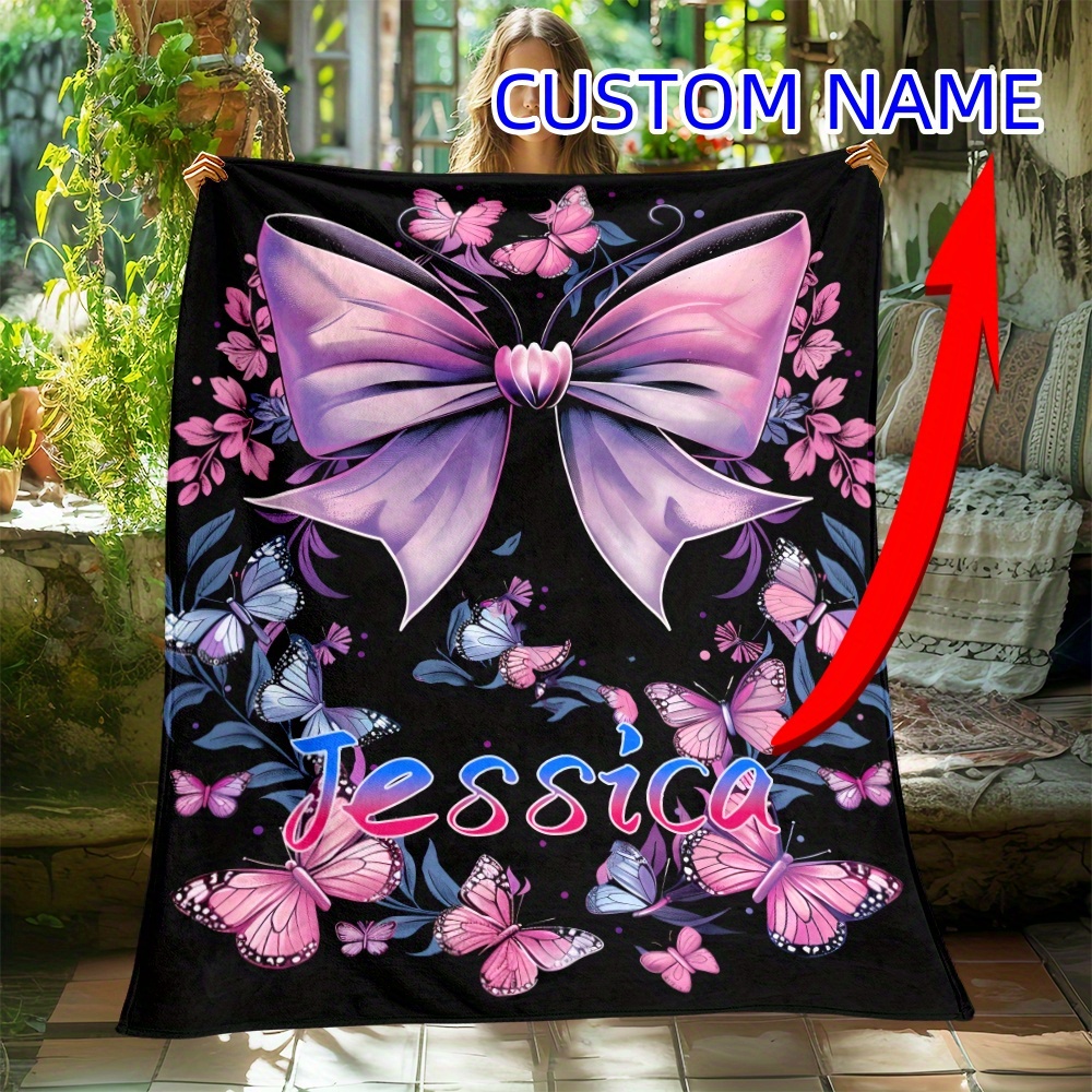 

Custom Name Printed Blanket, Lightweight Flannel, 3 Sizes (31.49"x47.24", 51.18"x59.05", 59.05"x78.74"), Ideal For Sofa, Bed, Travel, Office - , Compact, Throw, , Perfect Gift