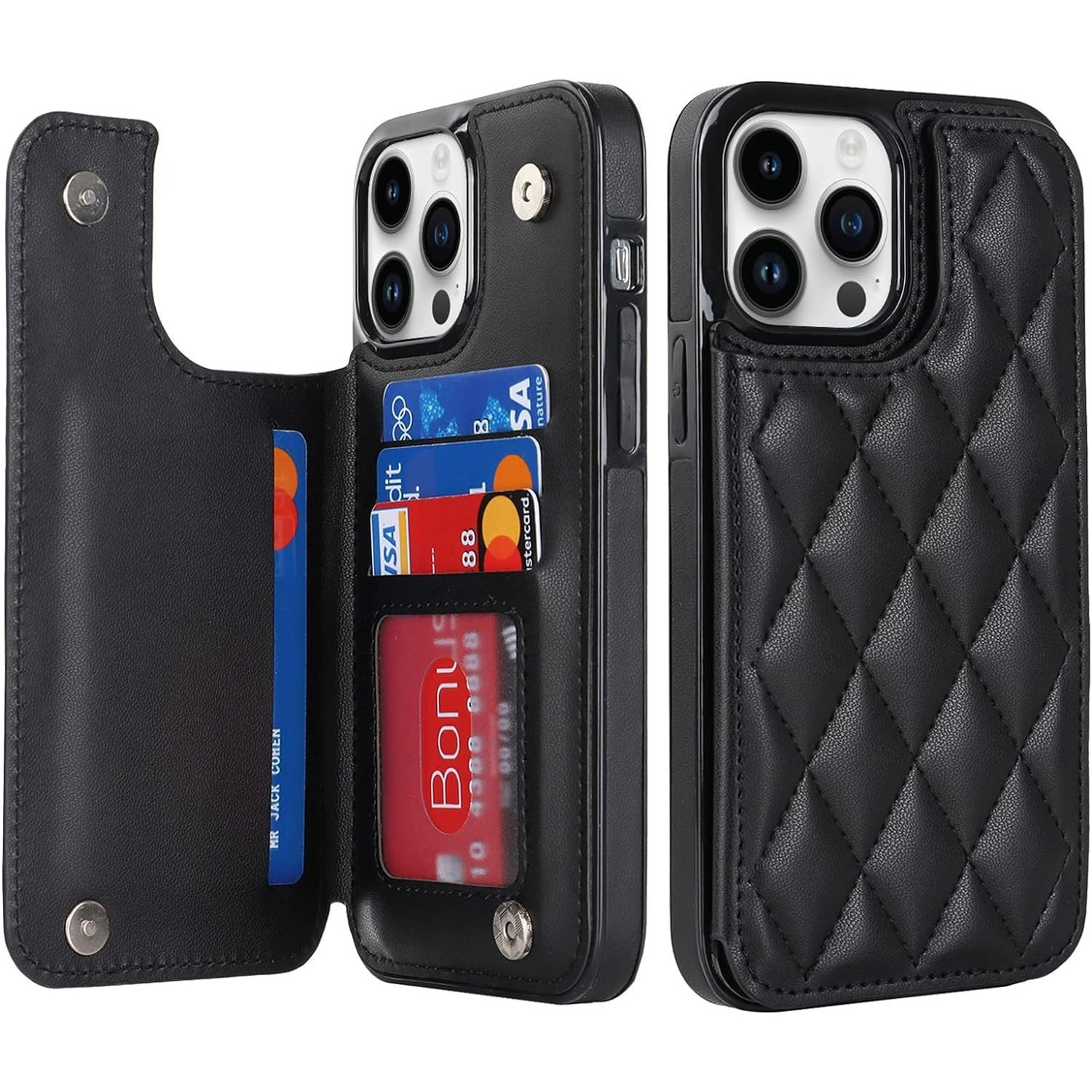 

Flip Leather Wallet Case For 15/15pro/15plus/15promax Phone Case With Pu Kickstand Card Holder Purse For Women Girls, Double Magnetic Clasp Durable Shockproof Protective Cover