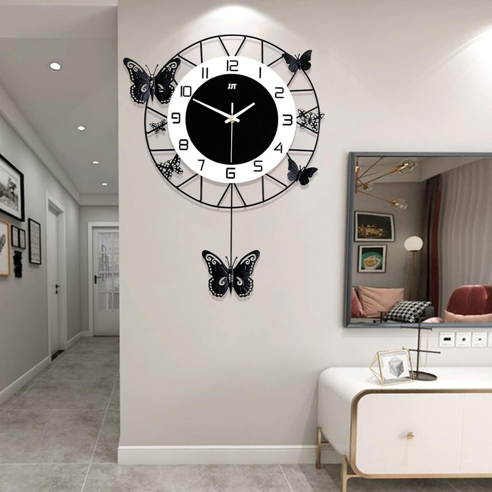 

Wall Clocks 20 Inch Modern Creative Iron Quartz Butterfly Wall-mounted Clock Silent Clock With Arabic Numerals Suitable For Bedroom Kitchen Home Decoration