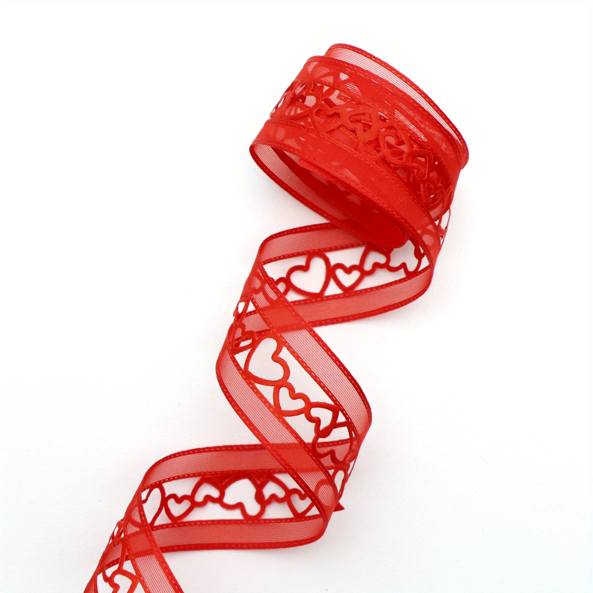 Image of 1 Roll 5 Yards 1.5inch/38mm Red Hollow Cut Out For Clothing Trim Accessories Diy Scrapbooking Gift Wrapping Sewing Birthday Wedding Party Home Decor