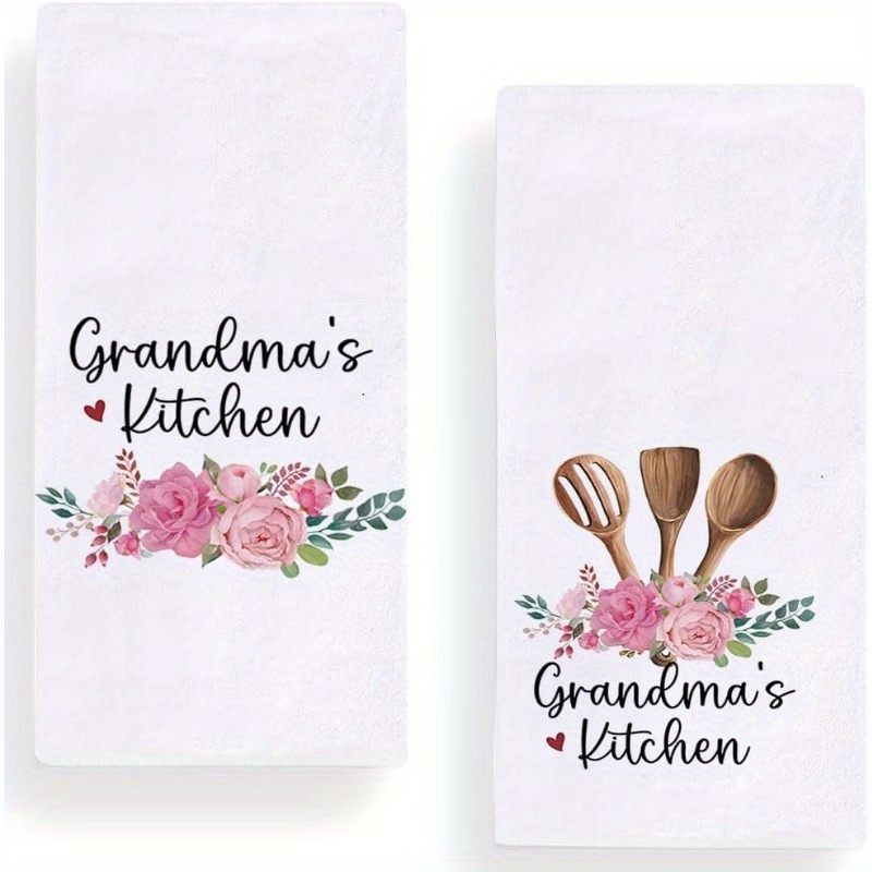 

2pcs, Gift Floral Kitchen Towel Dish Towel, 18 By 26 Inch Day Grandma Tea Towel Cooking Baking