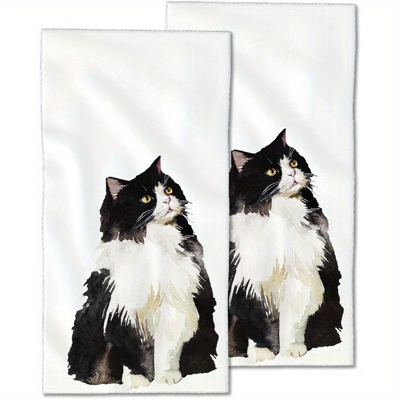 

2pcs, Bath Towel Set, Cute Cat Decorative Towel, Highly Absorbent, Soft Towel For Bathroom, Beach, Kitchen, Spa Towel, 18 X 26 Inches