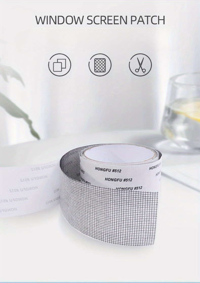 Waterproof Screen Patch Tape, Self-Adhesive Anti-Insect Mesh Repair Tape, Strong Adhesive for Door/Curtain Screens, Other Material with Plastic Surface Recommendation, 2M Length