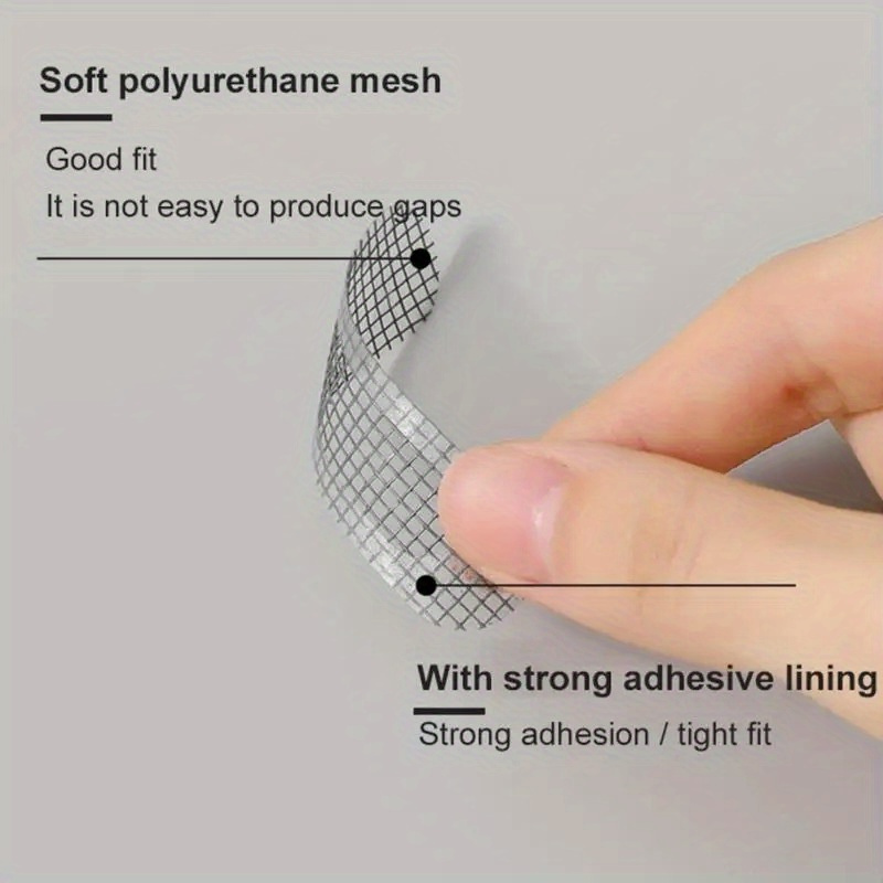 Waterproof Screen Patch Tape, Self-Adhesive Anti-Insect Mesh Repair Tape, Strong Adhesive for Door/Curtain Screens, Other Material with Plastic Surface Recommendation, 2M Length