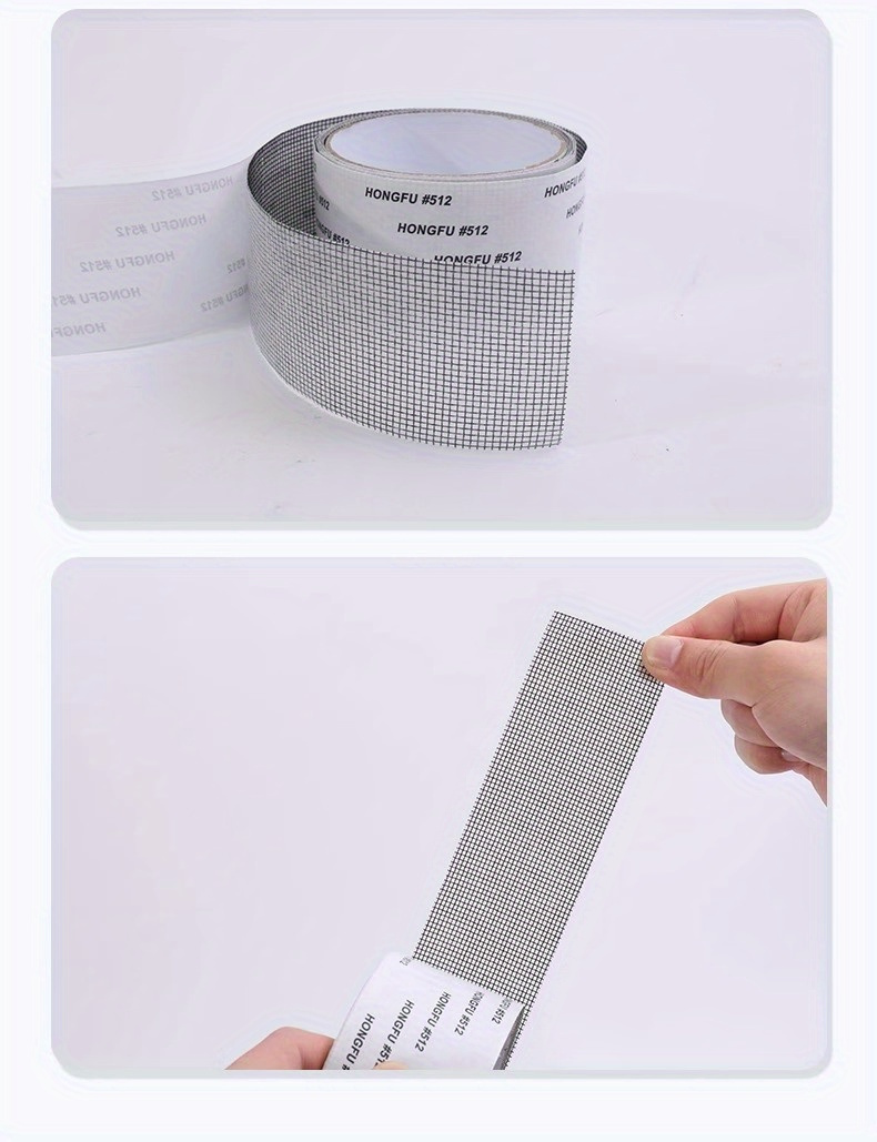 Waterproof Screen Patch Tape, Self-Adhesive Anti-Insect Mesh Repair Tape, Strong Adhesive for Door/Curtain Screens, Other Material with Plastic Surface Recommendation, 2M Length