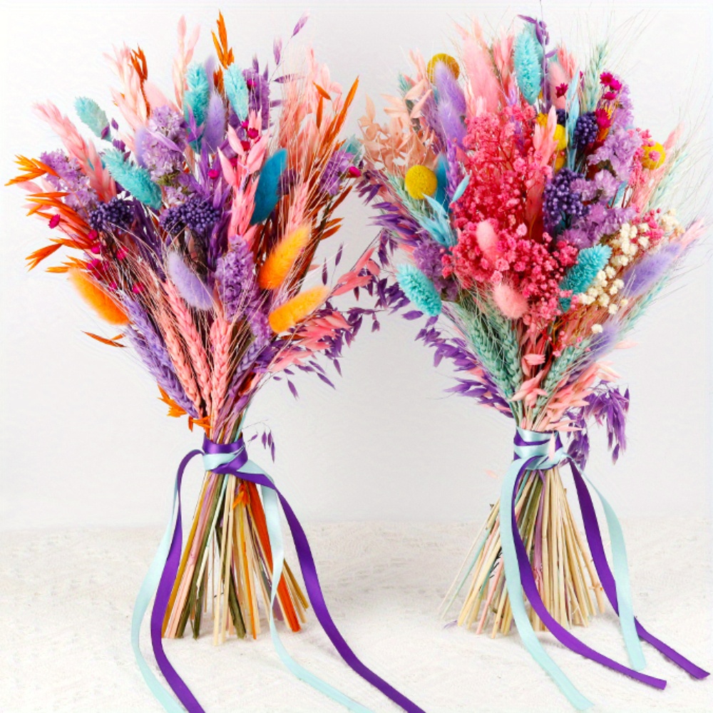 

Boho Chic Colorful Pampas Grass Bouquet - Dried & Artificial Flowers For Home, Bathroom, Wedding Decor & Diy Table Settings Flower Decor Artificial Flowers For Home Decor