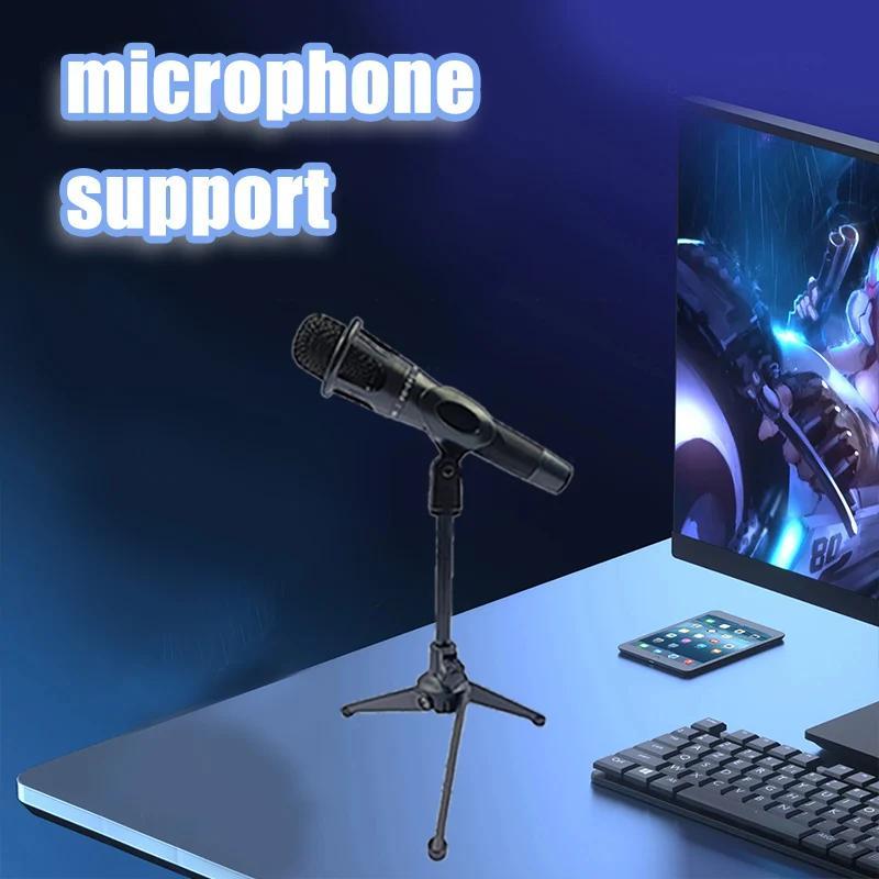 

Portable Aluminum Alloy Tripod Microphone Stand - Foldable, Adjustable Height, Usb-c Connection For Desktop & Office Use