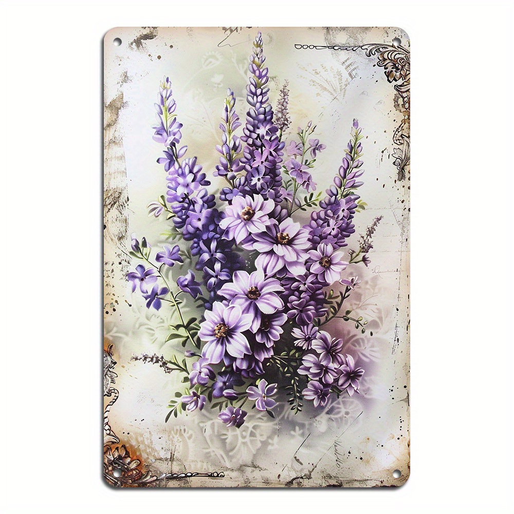 

Lavender Retro Aluminum Tin Sign - 8x12 Inch | Waterproof, Weather Resistant, Pre-drilled Holes For | Home, Office, Or Bar Decor | Ideal Gift