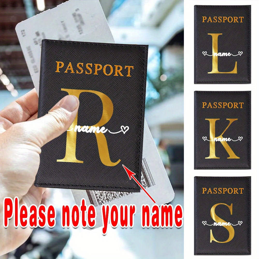 

Customizable Passport Holder - Waterproof, Rfid Blocking, Travel Wallet With Personalized Name Option, Golden Letter Design & Heart Accents, Document Organizer For Women