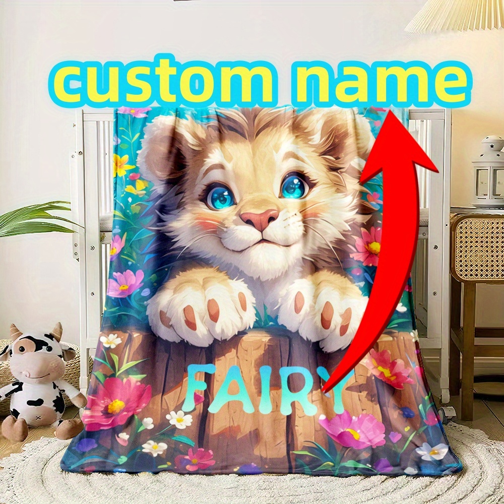 

Custom Name Garden Tiger Soft Flannel Throw Blanket - Lightweight, Warm & Durable For Sofa, Bed, Travel & Camping - Perfect Gift For Family & Friends - Available In 3 Sizes
