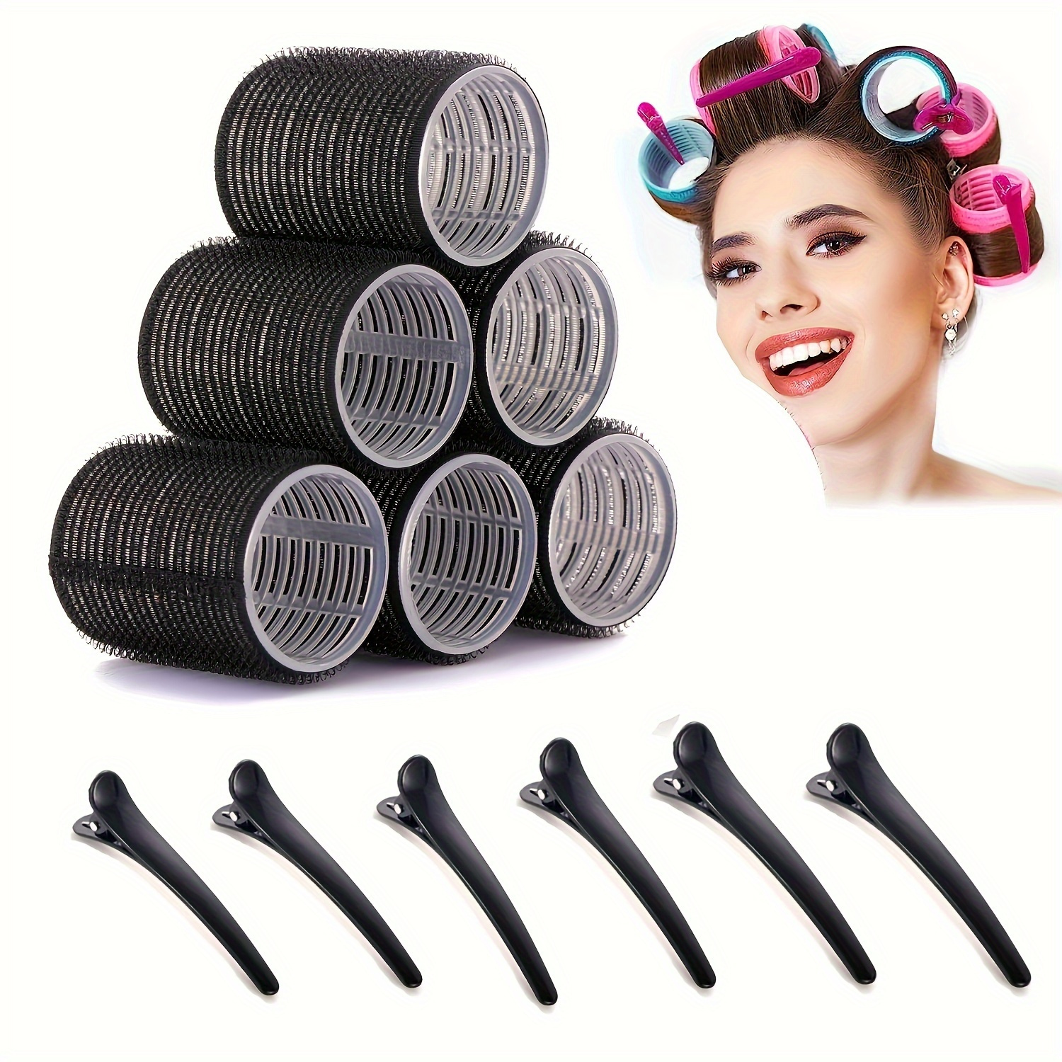 

12pcs Curling & Set, 6 - Holding Rollers & 6 , Hairdressing Curlers, Diy For , Curler Set