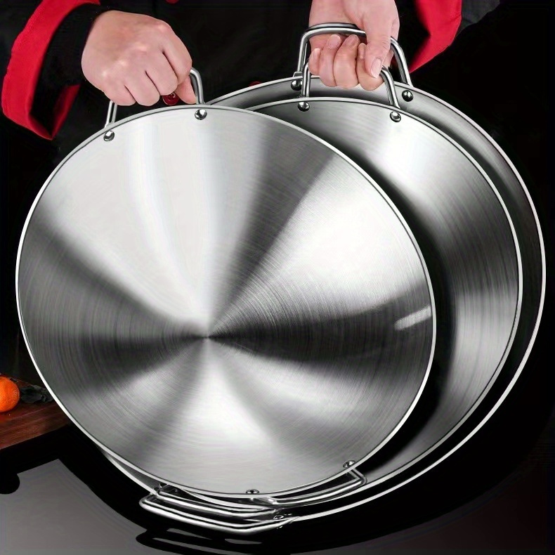 stainless steel wok with handles suitable for gas stovetop and induction cooker kitchen utensils kitchen gadgets kitchen accessories home kitchen items details 0