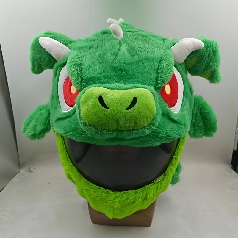 Image of 1pc, Cartoon Animal Motorcycle Helmet Cover, Suitable For Full Helmet, Plush Design, , Interesting Bicycle Accessories, Protective Decorative Decoration