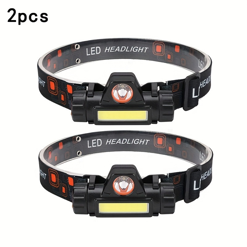 

2pcs Rechargeable Led Headlamp With Built-in 18650 Battery, Adjustable High Brightness Headlight For Outdoor Camping Fishing