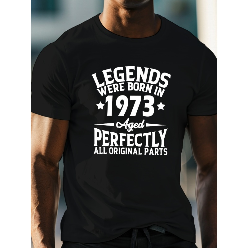 

Legends 1973 Print Men's T-shirt, Short Sleeve Crew Neck Tee, Casual Comfy Top For Summer