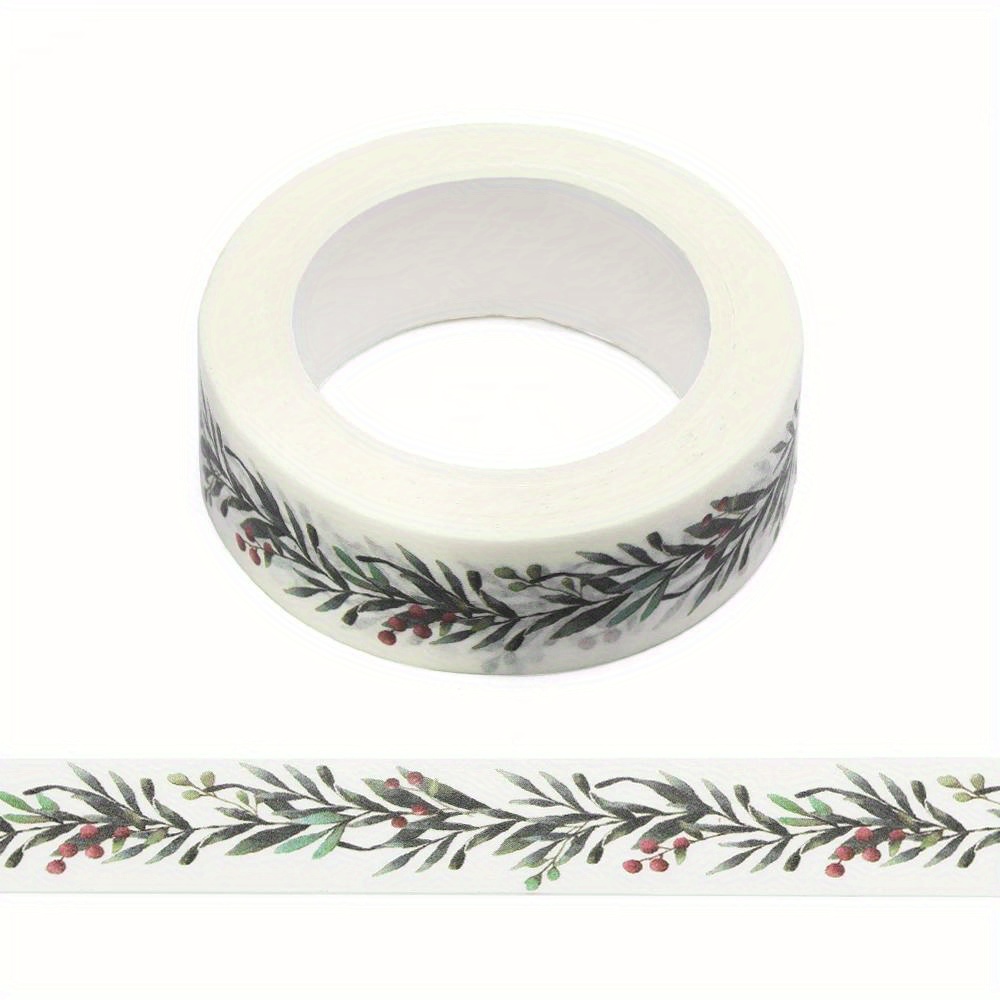 

Festive Christmas Wreath Washi Tape - 15mm X 10m Roll - Handmade Paper Tape - Perfect For Crafts And Gift Wrapping