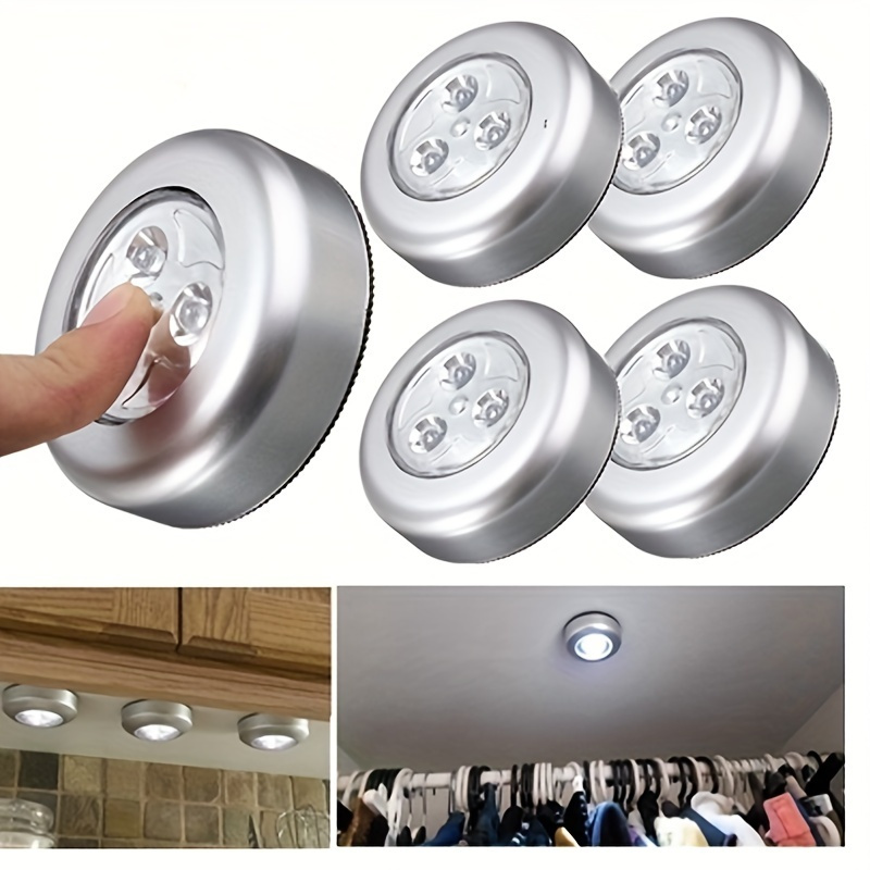 

5pcs Fashion Wall Light, Kitchen Cabinet Closet Lighting Sticker Tap Touch Lamp, 3 Led (not Included Battery)