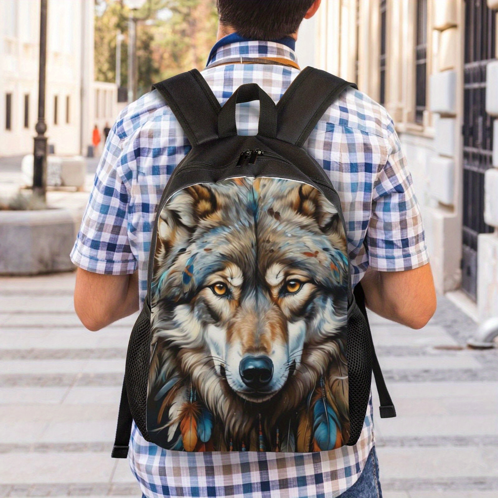 Aesthetic Bag For School Boy Anime Wolf School Backpack Boys