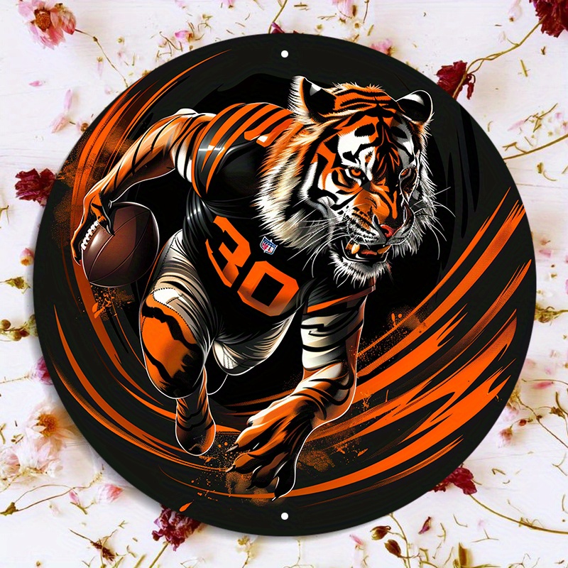 

Durable 8x8" Aluminum Tiger Sports Sign - Uv & Scratch Resistant, Easy-hang Wall Or Door Decor