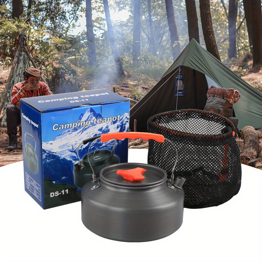 1 1l aluminum alloy camping kettle portable durable with storage bag ideal for   hiking fishing