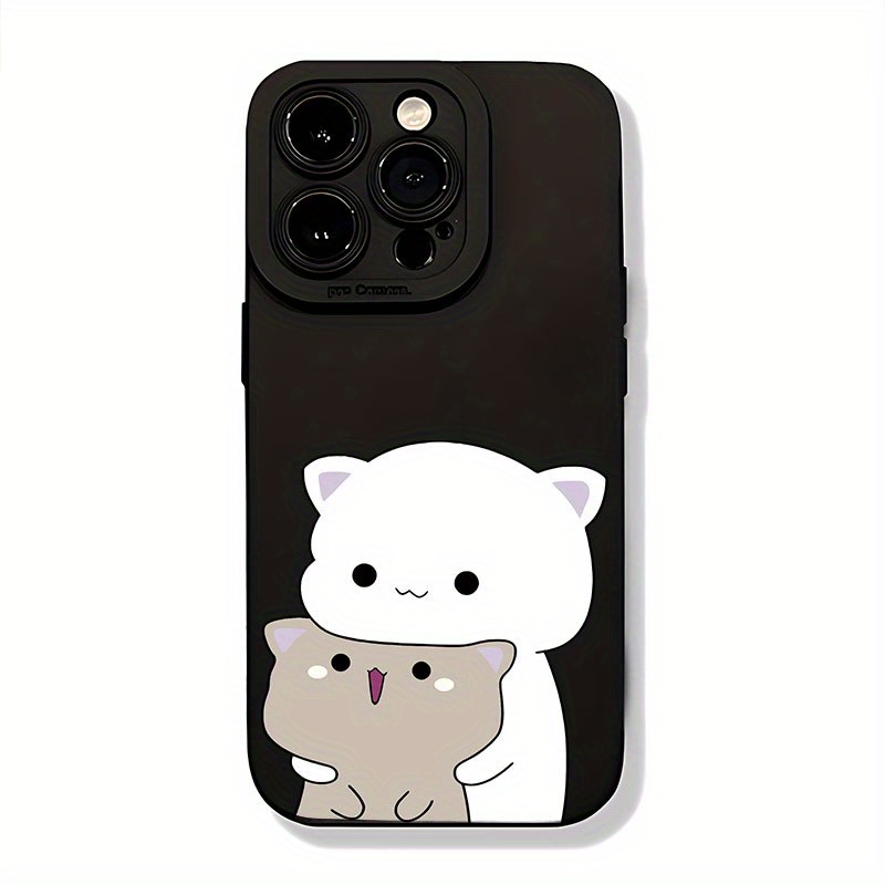 TEMU Phone Case - Bo0557 Stacked Head Cat - Black Angel Eye Matte Tpu Painting - None