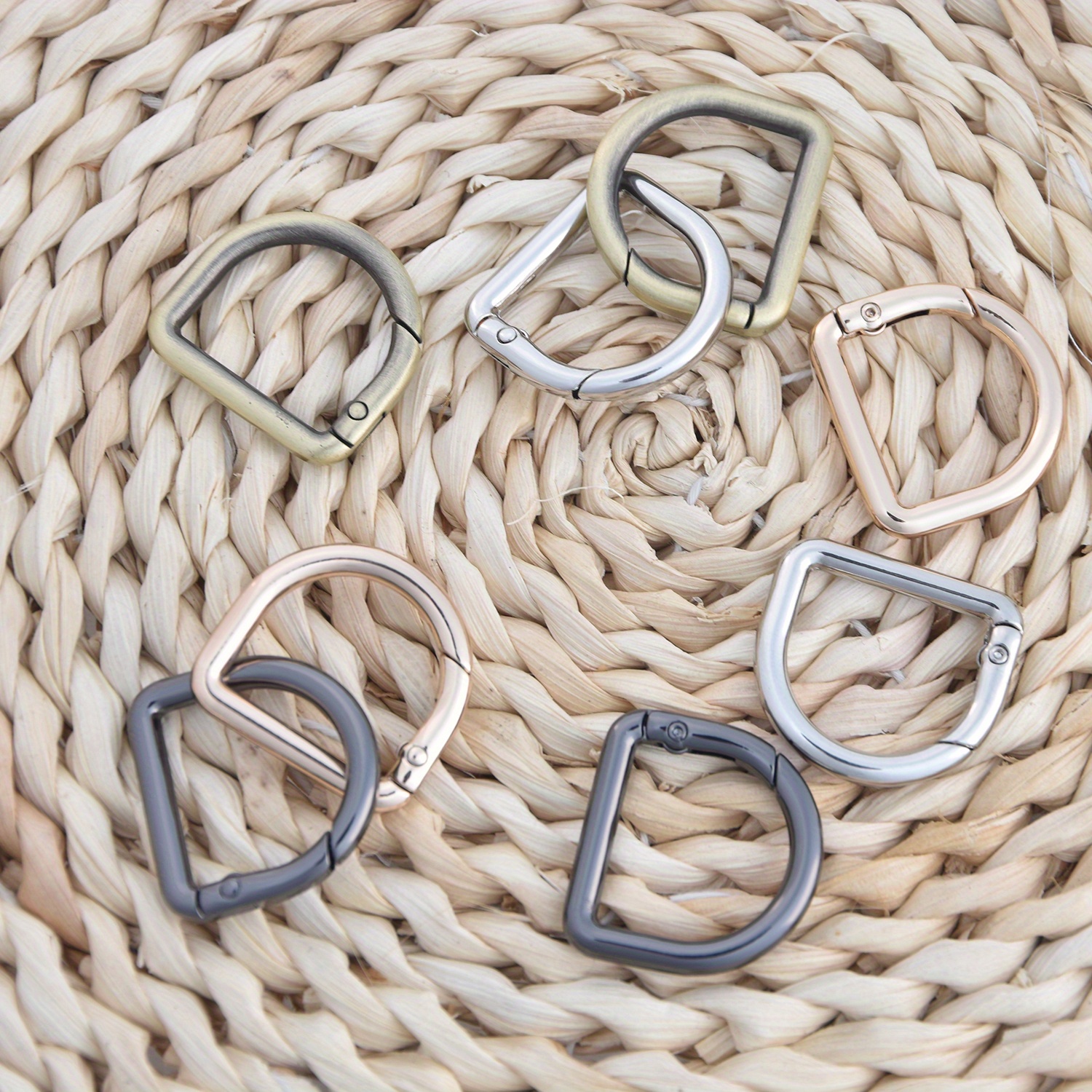 

5pcs Zinc Alloy Spring Snap Hooks D-ring Carabiners With Quick-release Lever For Handbags, Keychains, And Diy Crafts - Multipurpose D-shaped Hardware Link Connectors