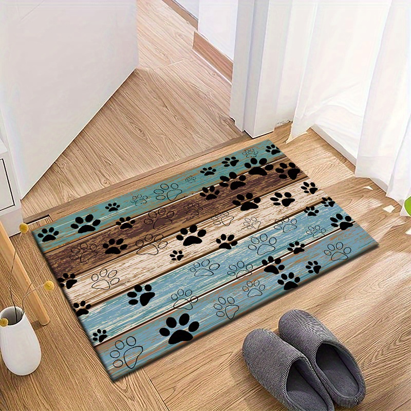 

Black Paw Print Non-slip Doormat - Waterproof, Stain & Oil Resistant Area Rug For Entryway, Kitchen, Living Room, Laundry, Bathroom - Machine Washable Home Decor