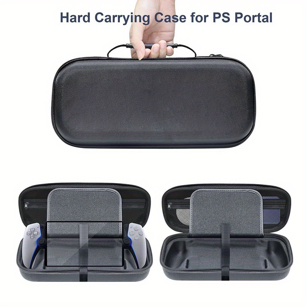 

Black Eva Carrying Case For Playstation Portal Remote Player - Hard Shell Protective Cover With 2 Protector Screens, Strap Closure, Ideal For Gamers