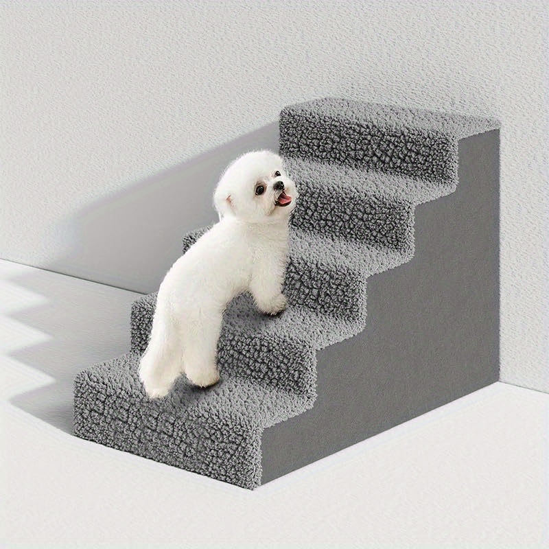 

Dog Stair, Large Dog Stair With Plastic Frame And Non Slip Feet, Pet Hair Roller, Pet Ramp Ideal For Large Breeds - Gray, Send 1 Pet Hair Roller & 1 Glove