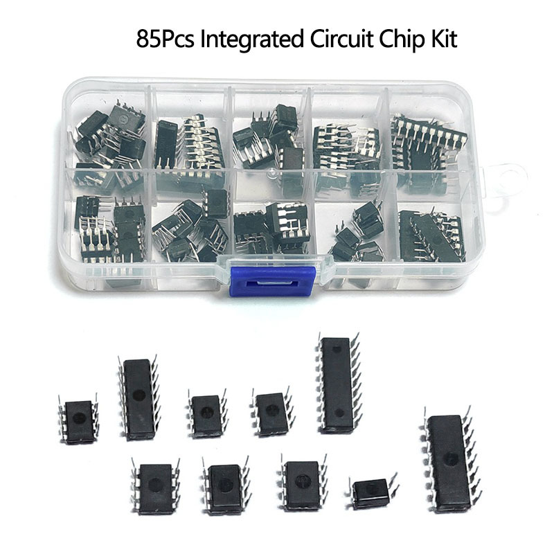 

Kit d'Assortiment de 85 Pcs de Puces à Intégrés - les IC NE555, LM324, LM393, UA741-PC817 dans 10 Spécifications