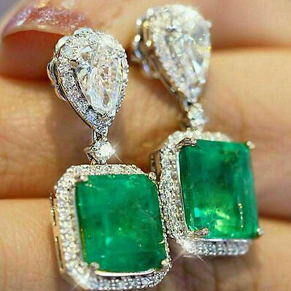 

925 Zirconia Cut Emerald Drop For Women
