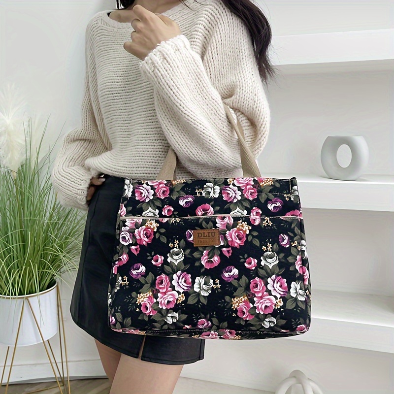 Fashionable Floral Canvas Tote Bag for Women