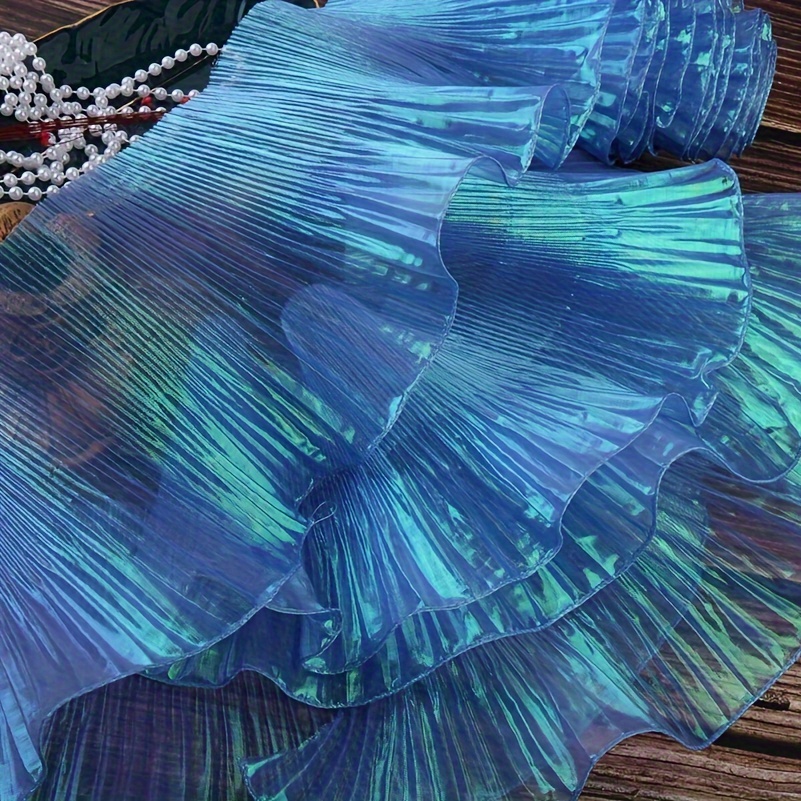 

Mermaid-inspired Gradient Organza Lace Trim, X 5 Inches - Pleated For Lotus Leaf Design For Skirts & Clothing Accessories, Fantasy, Three-dimensional, Discount