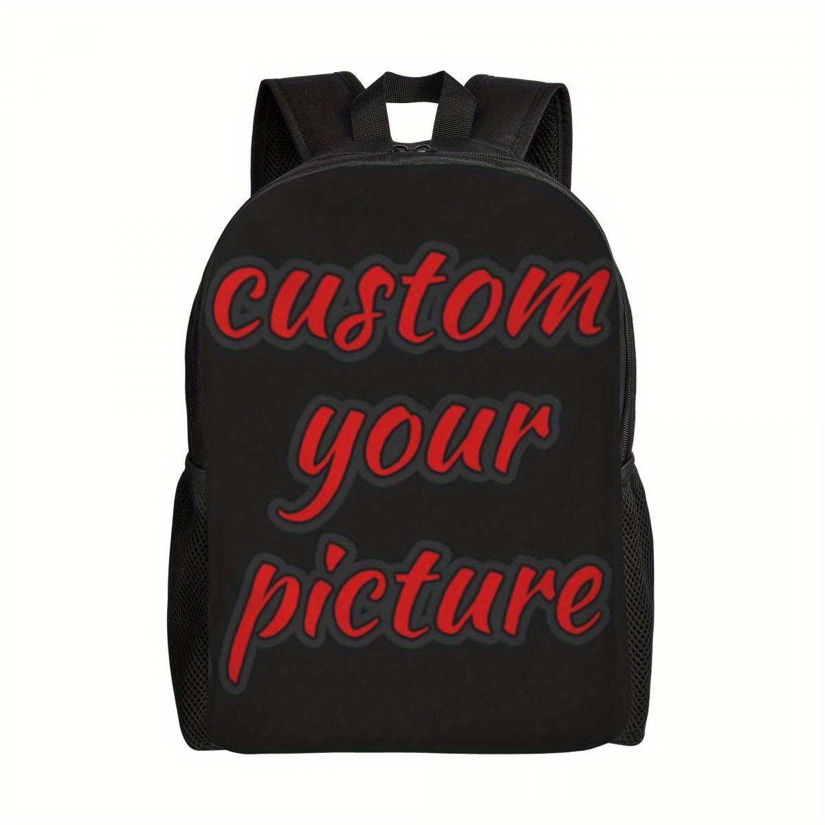 

Custom Photo Backpack - Personalize With Your Design, Lightweight & For School, College, Travel & Work - Adjustable Straps, Polyester Lining