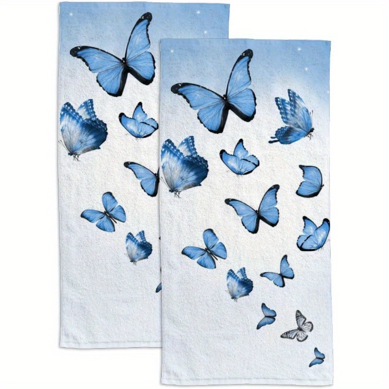 

2pcs Butterfly Absorbent Decorative Bath Towel Face Towel Soft Kitchen Dish Towel Towel 18 X 26 Inches