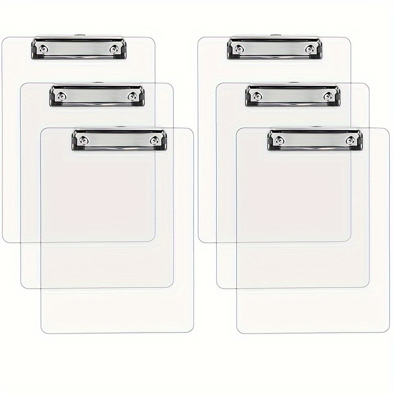 

2pcs Acrylic Clipboards - Transparent White, Multi-sheet Capacity, Low-profile For Office & Study Use