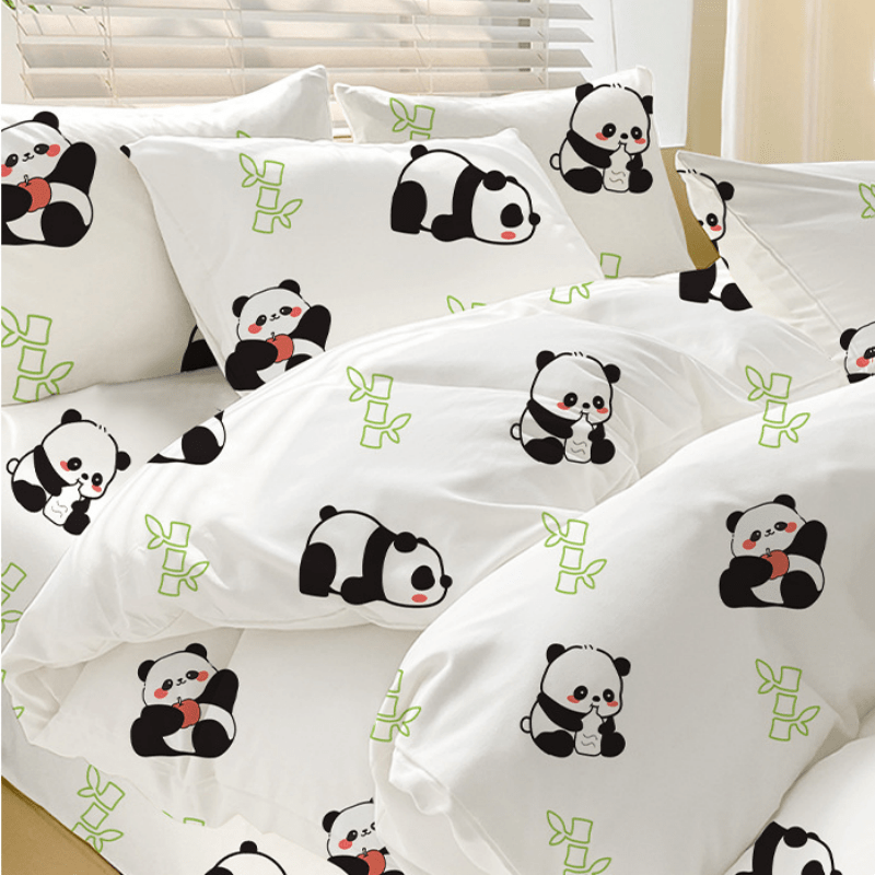 

4-piece Portable Panda Bedding Set, Disposable, Travel & Hotel Friendly, Unscented Thick Bed Sheets, Quilt Cover & Pillowcases, Dirt-resistant Material