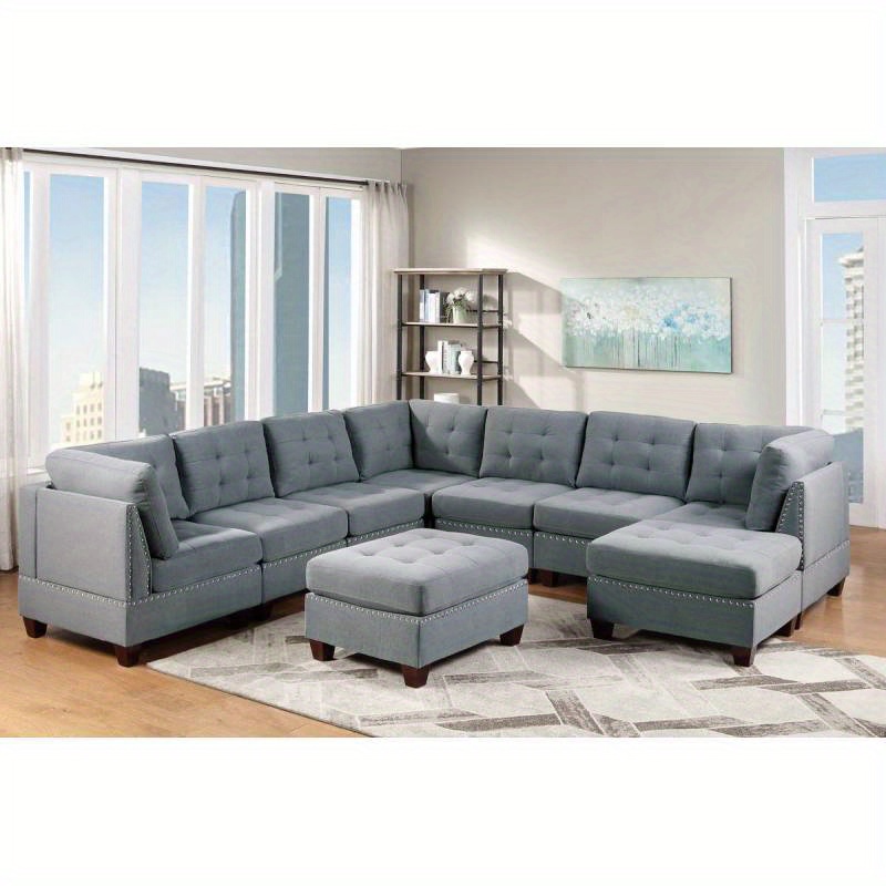 Modular Combined 9-piece Living Room Furniture Corner Segment Fleece ...