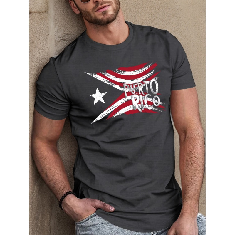 

Puerto Rican Flag Illustration Fitted Men's T-shirt, Sweat-wicking And Freedom Of Movement