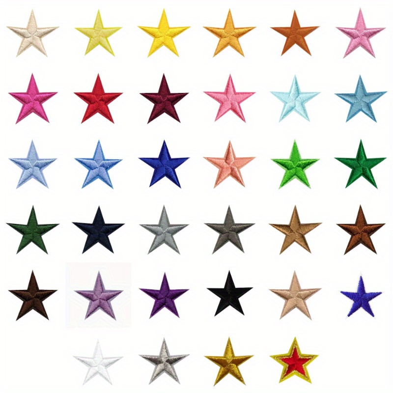 

34pcs Colorful Mini Star Iron-on Patches, Embroidered Appliques For Diy Clothing, Shoes, Hats & Bags