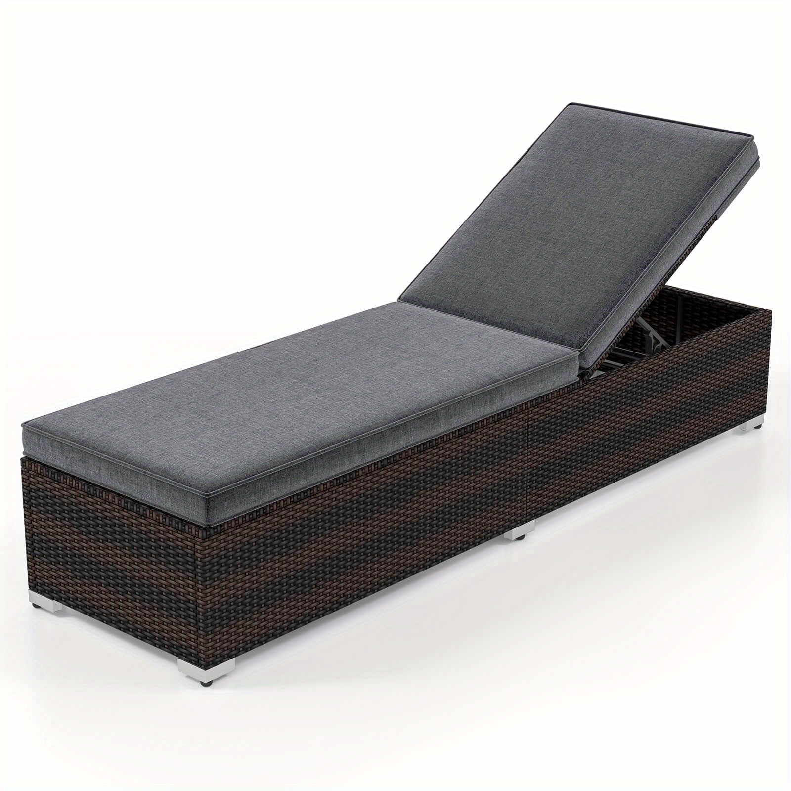 

Homasis Outdoor Chaise Lounge W/ 4-level Backrest Heavy-duty Metal Frame Seat Cushion