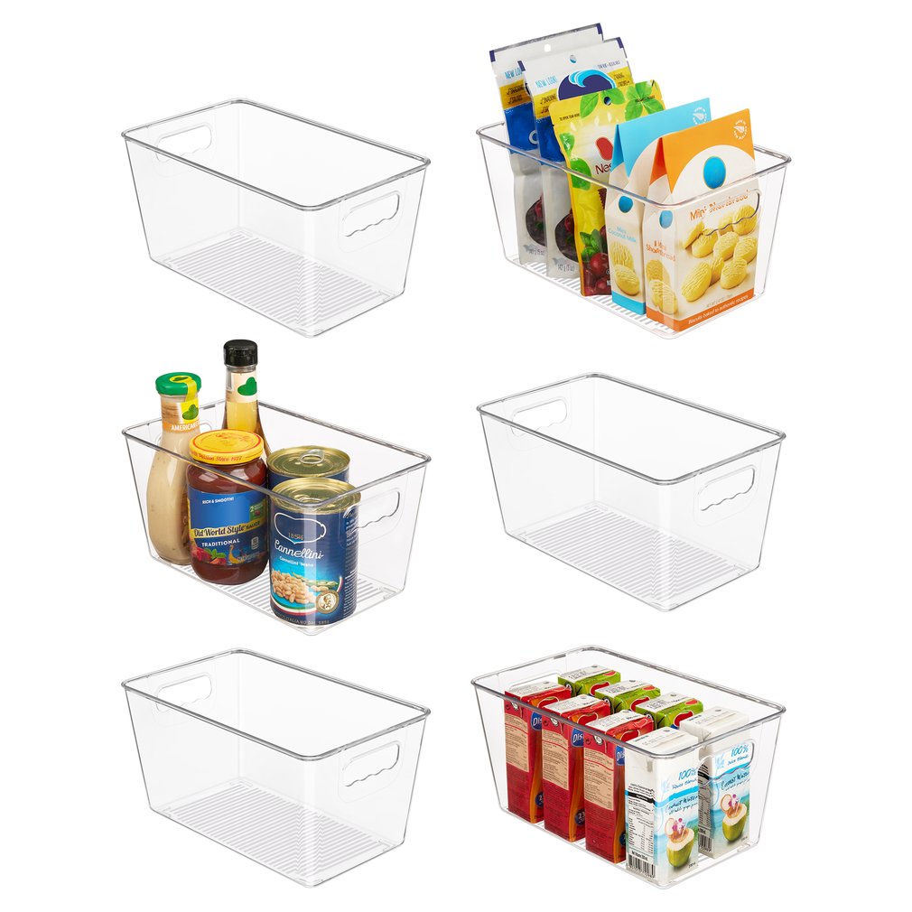 

6pcs/8pcs·transparent Stackable Refrigerator Storage Box·space-saving And Safe Food Storage Box With Handles And No Lid, Suitable For Kitchen, Bedroom, Bathroom And