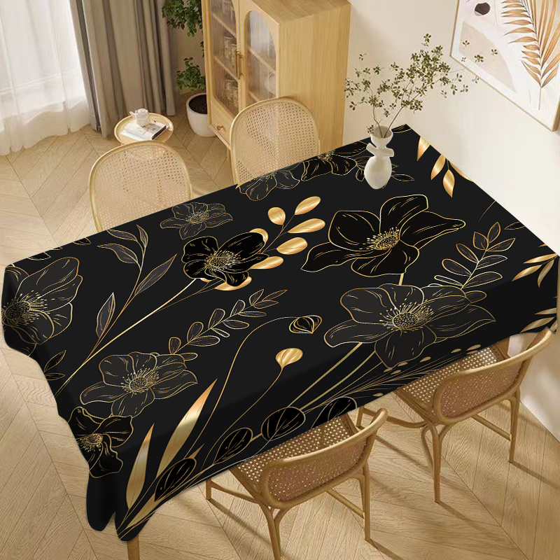 

Colorful Printed Polyester Tablecloth - Waterproof & Oil-resistant, Perfect For Holiday Decor, Kitchen & Living Room - Available In 5 Sizes