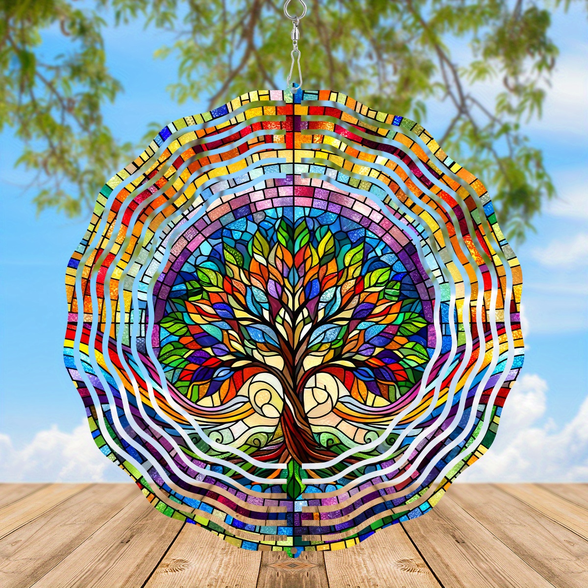 

1pc, Tree Of Life Wind Spinner Hanging, 3d Kinetic Wind Sculptures Outside Garden Decoration, Stainless Thanksgiving Christmas Gifts, Thanksgiving Christmas Gifts