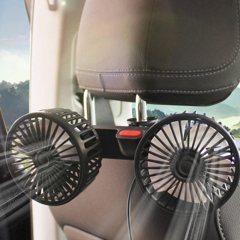 

360° Rotatable Dual-head Usb Car Fan - Portable Electric Air Conditioner With 3 Speeds For Home, Office & Vehicle Use