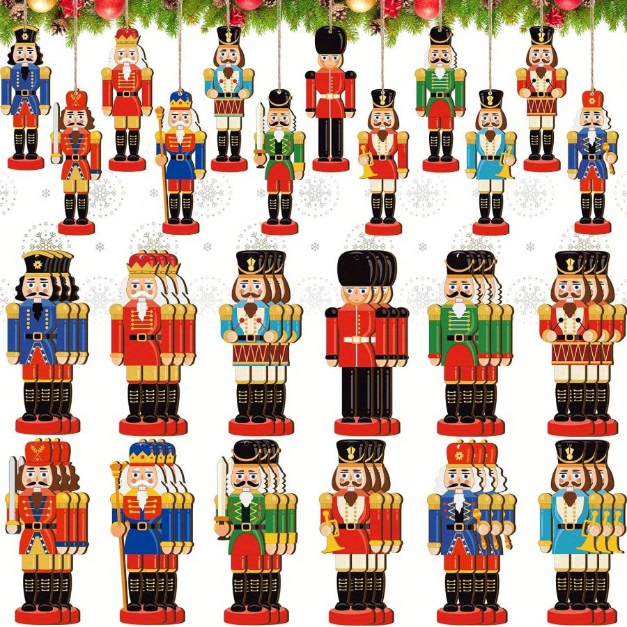 

36 Pcs Vintage Wooden Nutcracker Ornaments For Christmas Tree Decorating