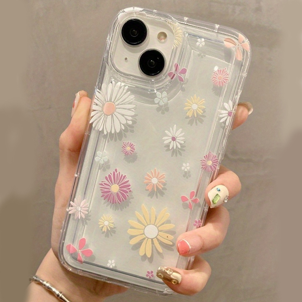 

Coque de protection pour téléphone portable en TPU transparent avec motif tendance de fleurs colorées, adaptée pour iPhone15 14 13 12 11Promax.