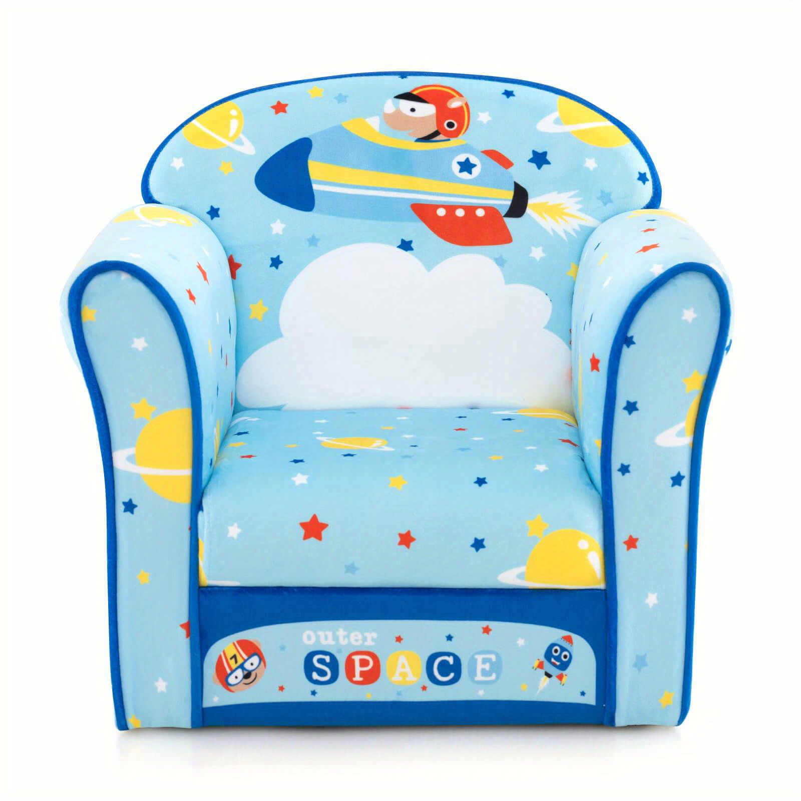 

Maxmass Kid's Sofa Chair Toddler Upholstered Armchair Wooden Frame Children Couch Blue