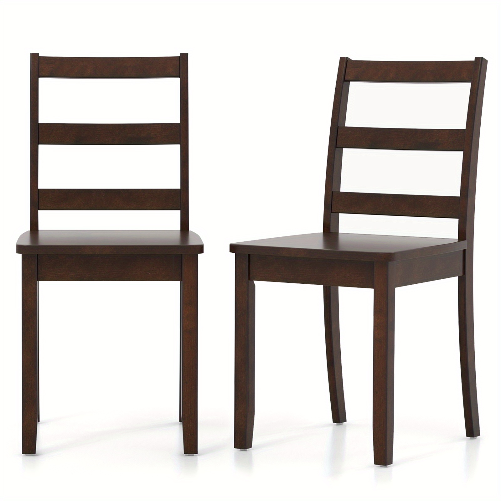 

Homasis Set Of 2 Dining Chairs Ladder Back Armless Side Chair W/ Solid Rubber Wood Legs